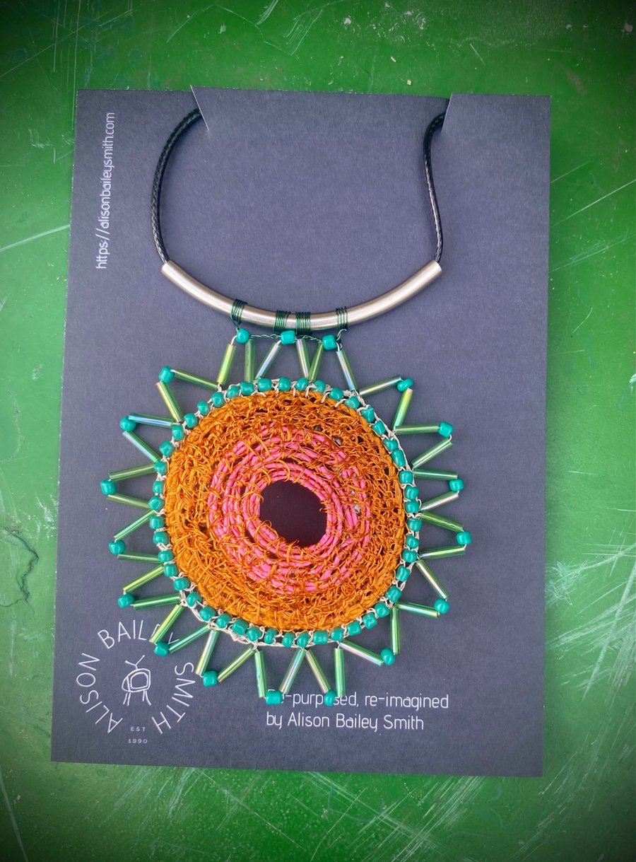 Star Pendant of orange and turquoise 