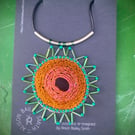Star Pendant of orange and turquoise 