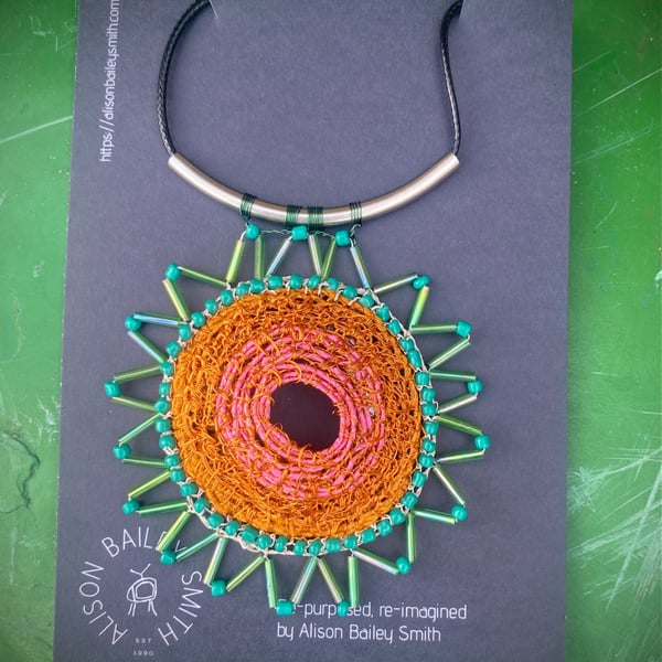 Star Pendant of orange and turquoise 