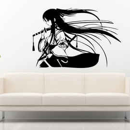 Samurai Geisha Japanese Katana Swords Anime Decorative Vinyl Wall Sticker Decal