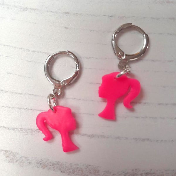 Barbie and Ken silhouette earrings, huggie hoops or studs