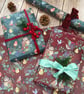 Pack of 2  Christmas Wrapping Paper Season's Tweetings on Burgundy - Image 3