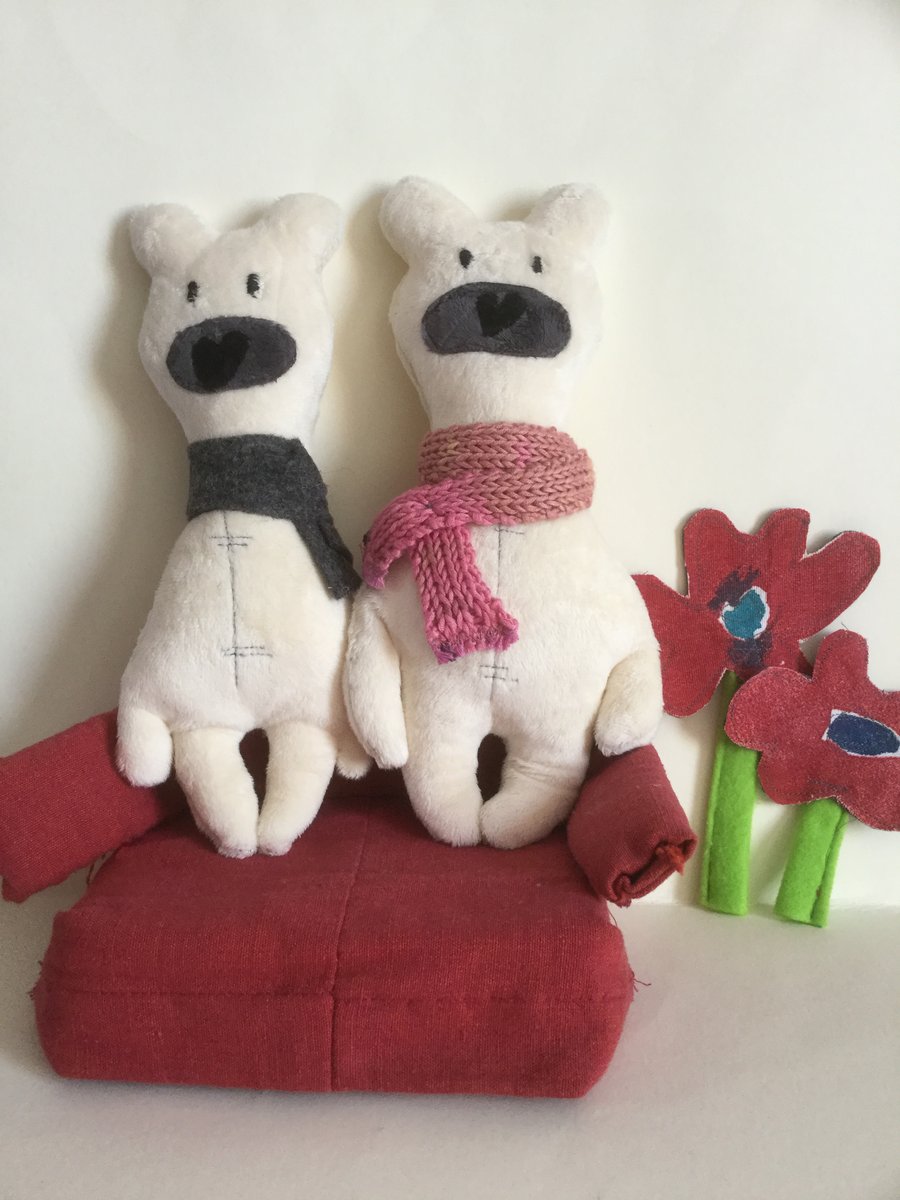 Ivory Polar Bear Handmade Plushie with scarf, gift, Nursery decor