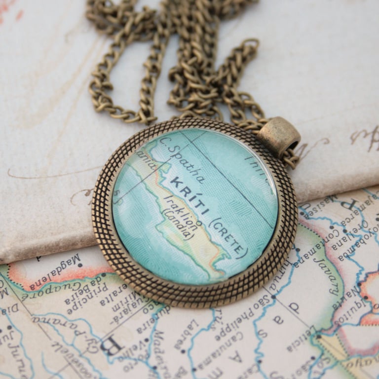 Map Wanderlust Necklace Personalised Statement Necklace with custom Map Location