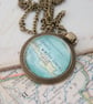 Map Wanderlust Necklace Personalised Statement Necklace with custom Map Location - Image 1