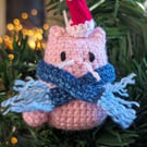 Pink Cat Christmas Tree Decoration, Cat Christmas Gift, Cat Hanging Decoration