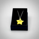 NEW!  Porcelain sunshine yellow pendant on a sterling silver chain