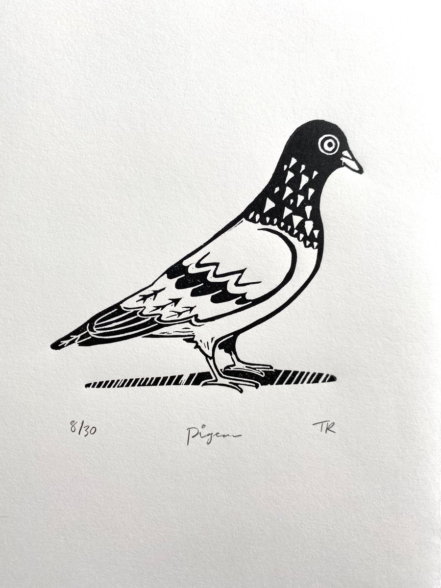 Pigeon A5 Linocut Print