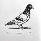 Pigeon A5 Linocut Print