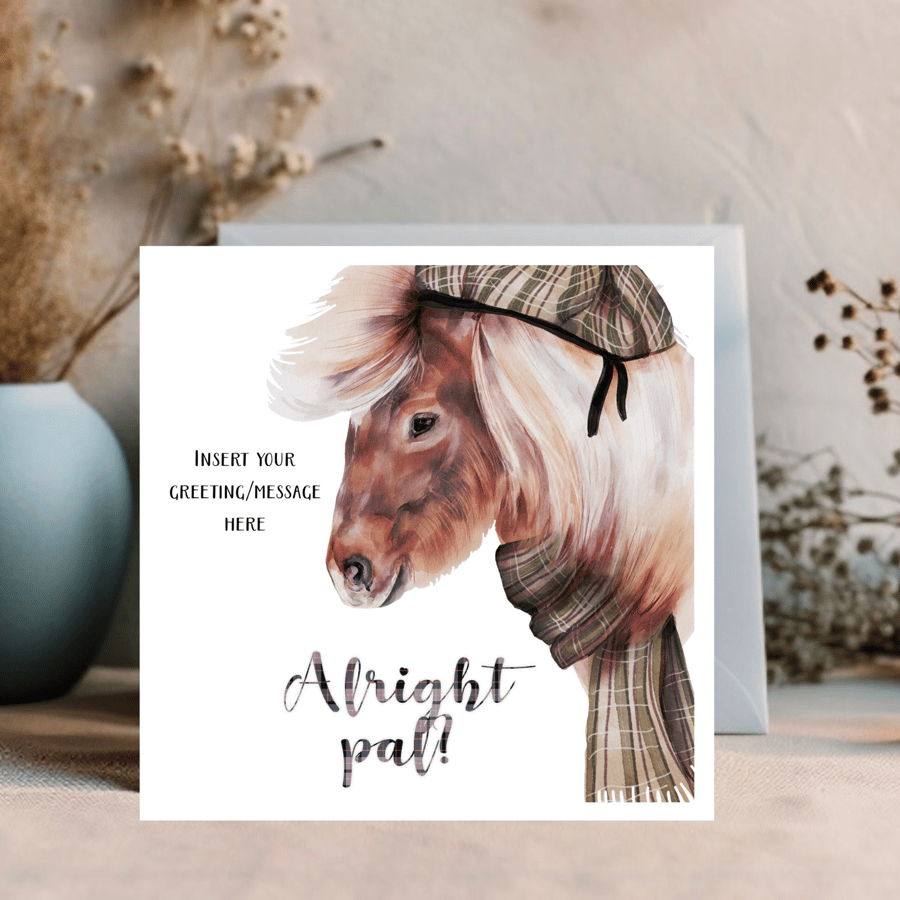 Scottish Theme Highland Pony Greetings Card can be personalised 