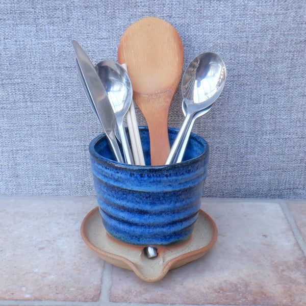 Cutlery and utensil drainer toothbrush holder stoneware pottery handmade  
