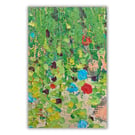 A small abstract acrylic painting - wildflowers - letterbox gift - nature study
