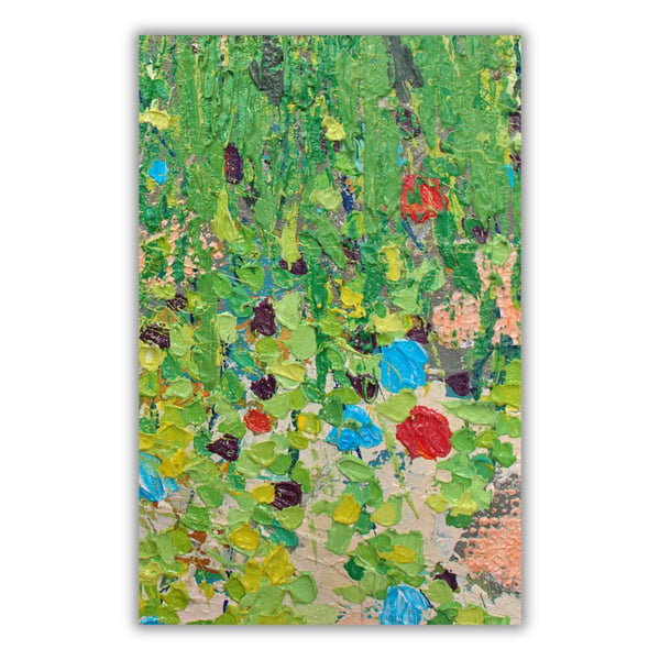 A small abstract acrylic painting - wildflowers - letterbox gift - nature study