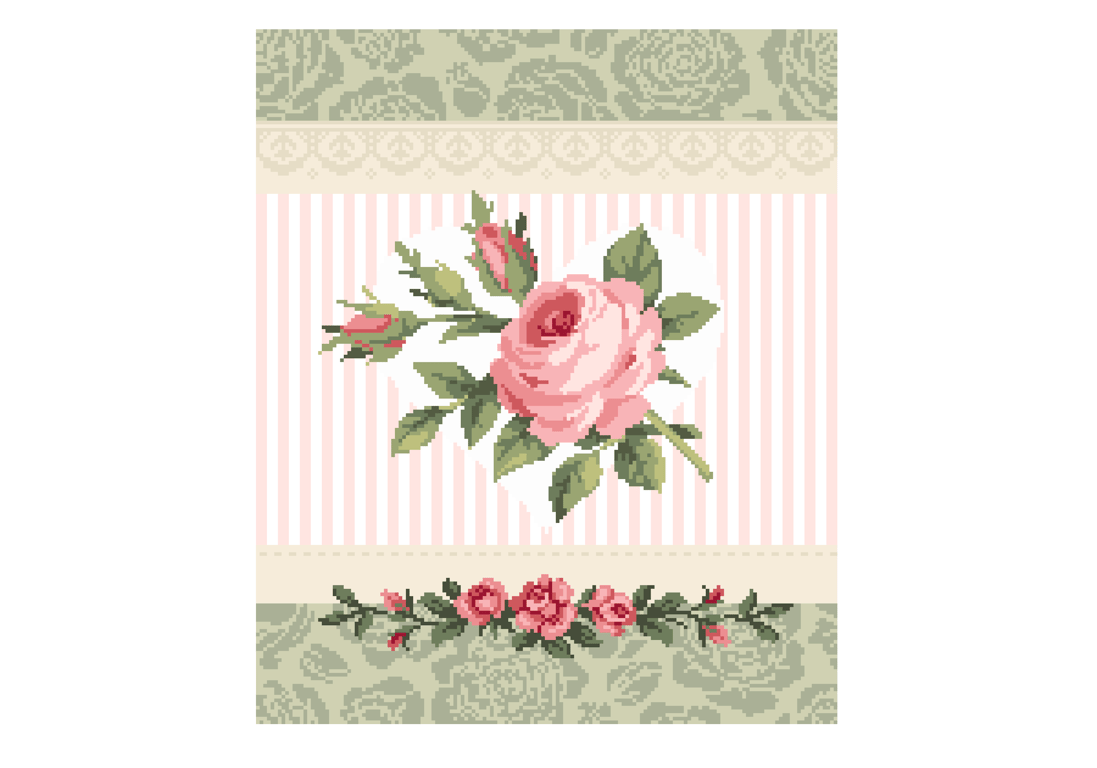 240 - Floral Rose Cross Stitch Pattern: Victorian Shabby Chic Heart (PDF Chart)