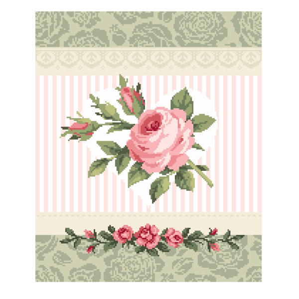 240 - Floral Rose Cross Stitch Pattern: Victorian Shabby Chic Heart (PDF Chart)