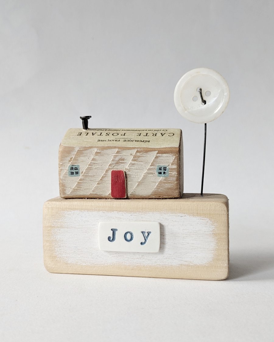 Perfectly Imperfect Little Wooden Cottage with Pearl Moon 'Joy'