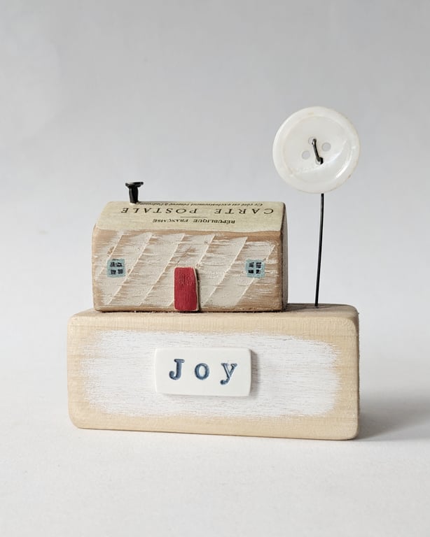 Perfectly Imperfect Little Wooden Cottage with Pearl Moon 'Joy'