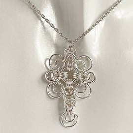 Sterling Silver Chainmaille Celtic Style Pendant