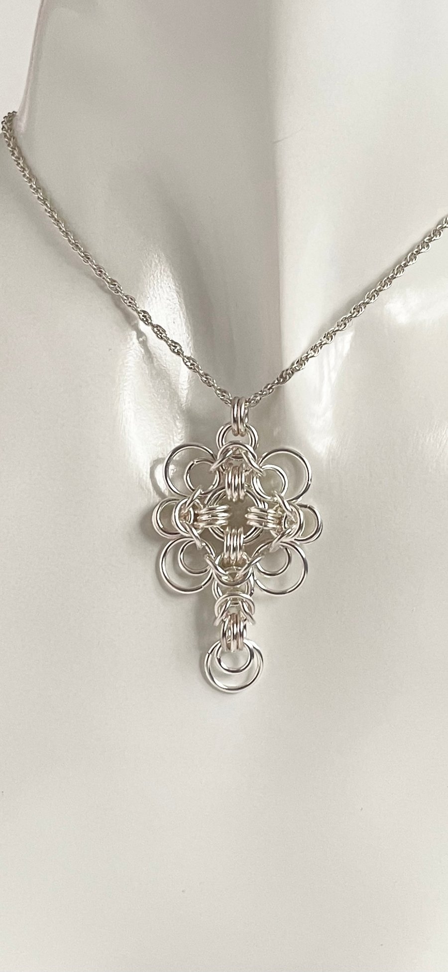 Sterling Silver Chainmaille Celtic Style Pendant