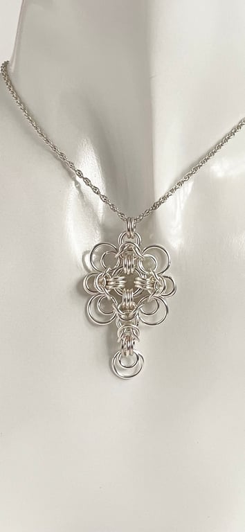 Sterling Silver Chainmaille Celtic Style Pendant