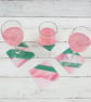 Individually Made Pink and Green Fused Glass Coasters - Set of 2 - Image 1