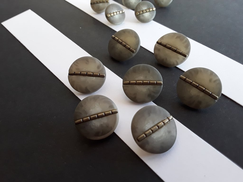 15mm & 21mm matching suit size, Grey mix Italian Polyester horn Antique Brass 