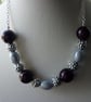 PLUM AND SILVER GREY NECKLACE.  531 - Image 5