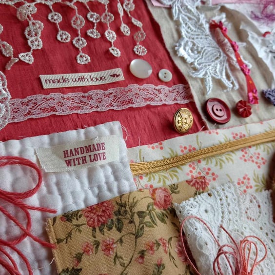 Slow Stitching mindfulness kit - Silk and lace summer wedding theme 