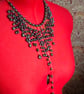  Cascading Sparkle Necklace With Black Pearls and Black Spinel