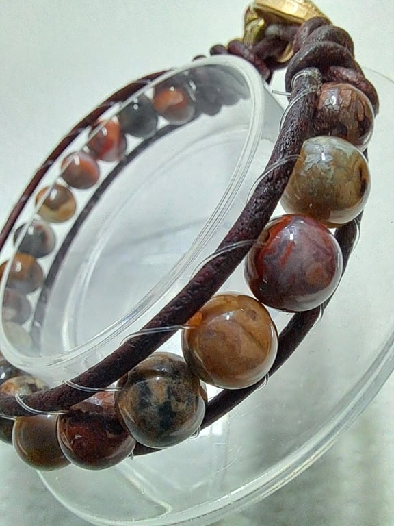 Leather Beaded Wrap Bracelet 