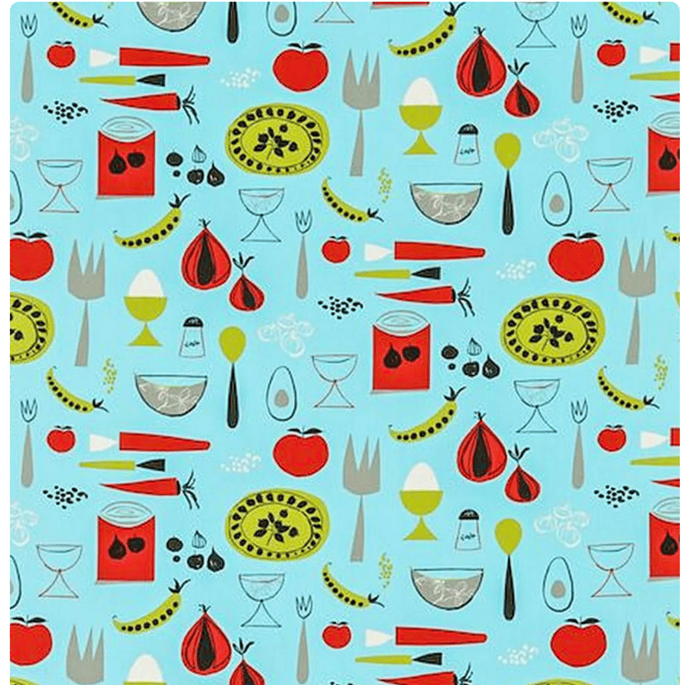 SCION FABRIC Carrots and Peas in Blue, Lime & Pimento, Mid Century Modern Design