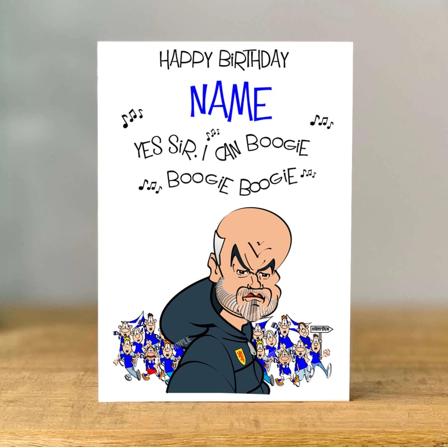 Personalised Steve Clarke Scotland, Birthday Card, world cup, mum, dad, grandad,