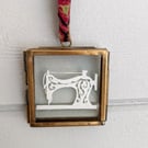Sewing machine miniature - framed papercut