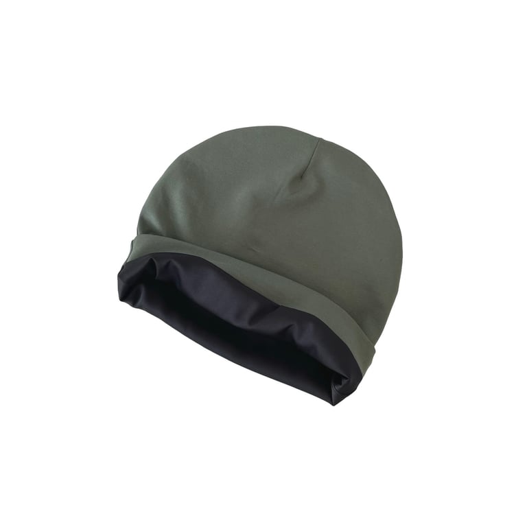 Satin lined slouchy beanie hat, Khaki green soft cotton beanie caps for women