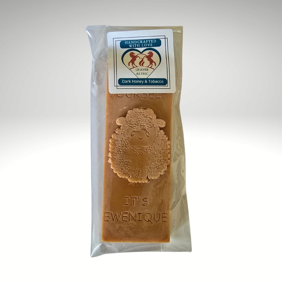 Scented Soy Wax Melt Bar Ewenique Sheep Design Dark Honey and Tobacco Gift