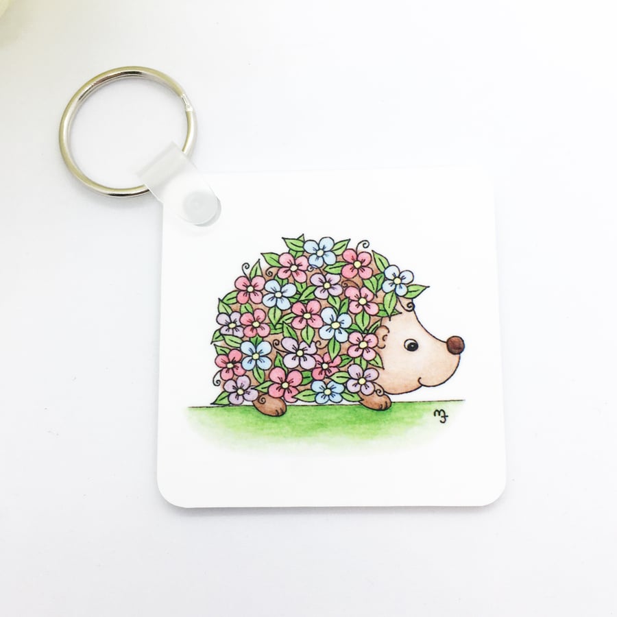 Floral Hedgehog Keyring 