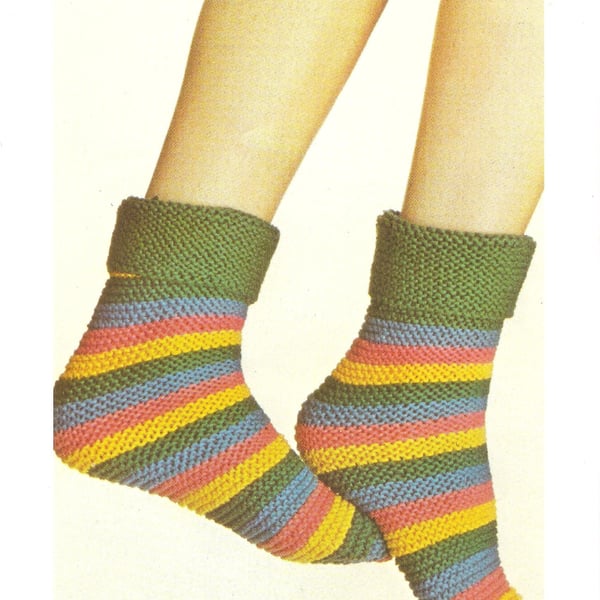 VINTAGE KNITTING PATTERN Striped Socks