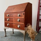 Vintage Solid Wood Secretary Desk – Mid-Century Style Bureau with Drawers