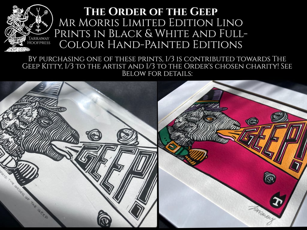 Mr Morris-The Order of the Geep-Limited Edition Linoprint in mono and full colou