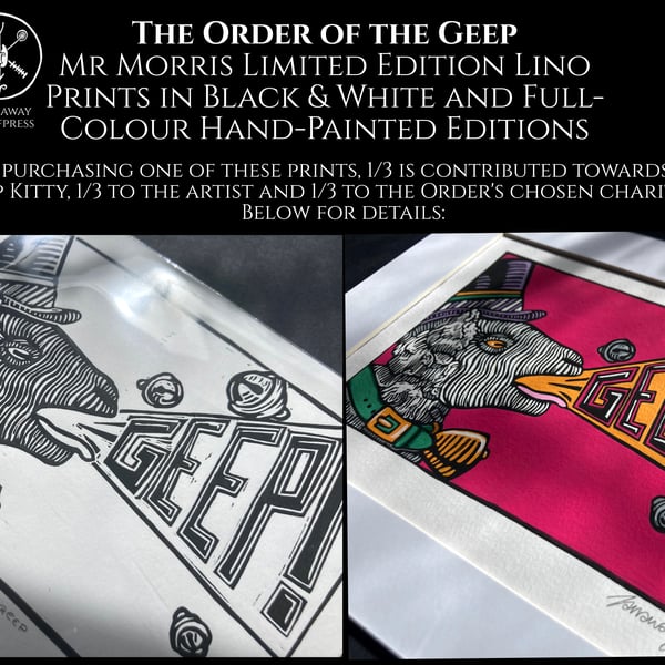 Mr Morris-The Order of the Geep-Limited Edition Linoprint in mono and full colou