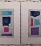Colourful Combinations Pink Purple Blues Handstitched Geometric Art Pictures - Image 1