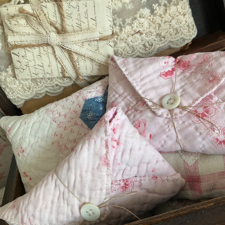 Vintage Quilt Envelope filled with antique lace. 