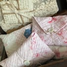  Vintage Quilt Envelope filled with antique lace. 