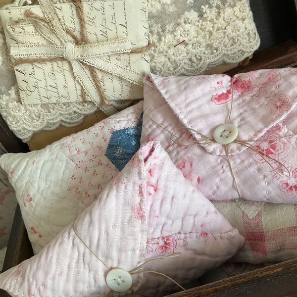  Vintage Quilt Envelope filled with antique lace. 