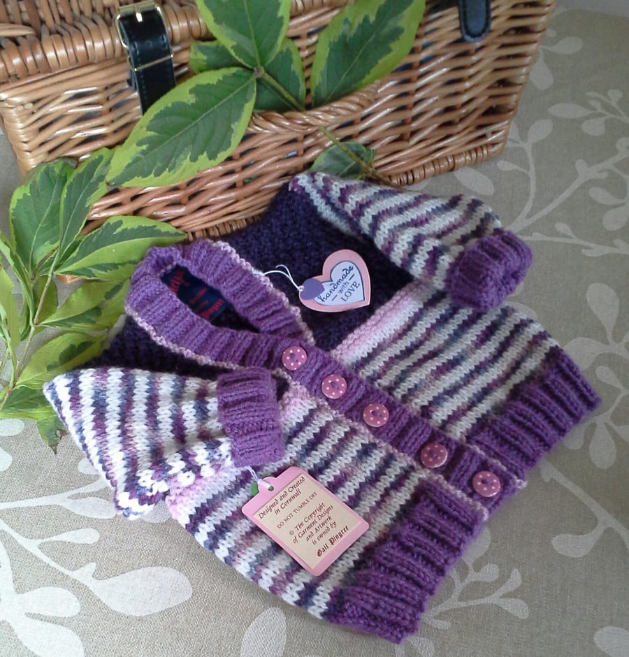 Baby Girl's Designer Hand Knitted Cardigan 6-12 months size