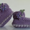 Luxery Baby Girls Pure 'Jeager' Aran Wool Booties  0- 3 months size