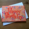Happy Birthday card in orange
