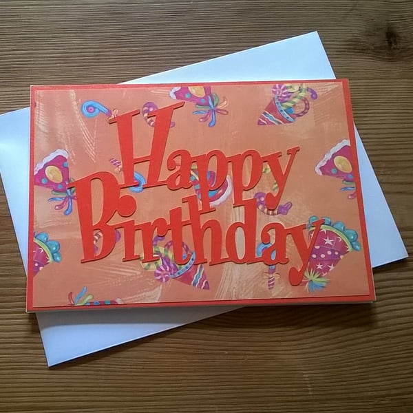 Happy Birthday card in orange