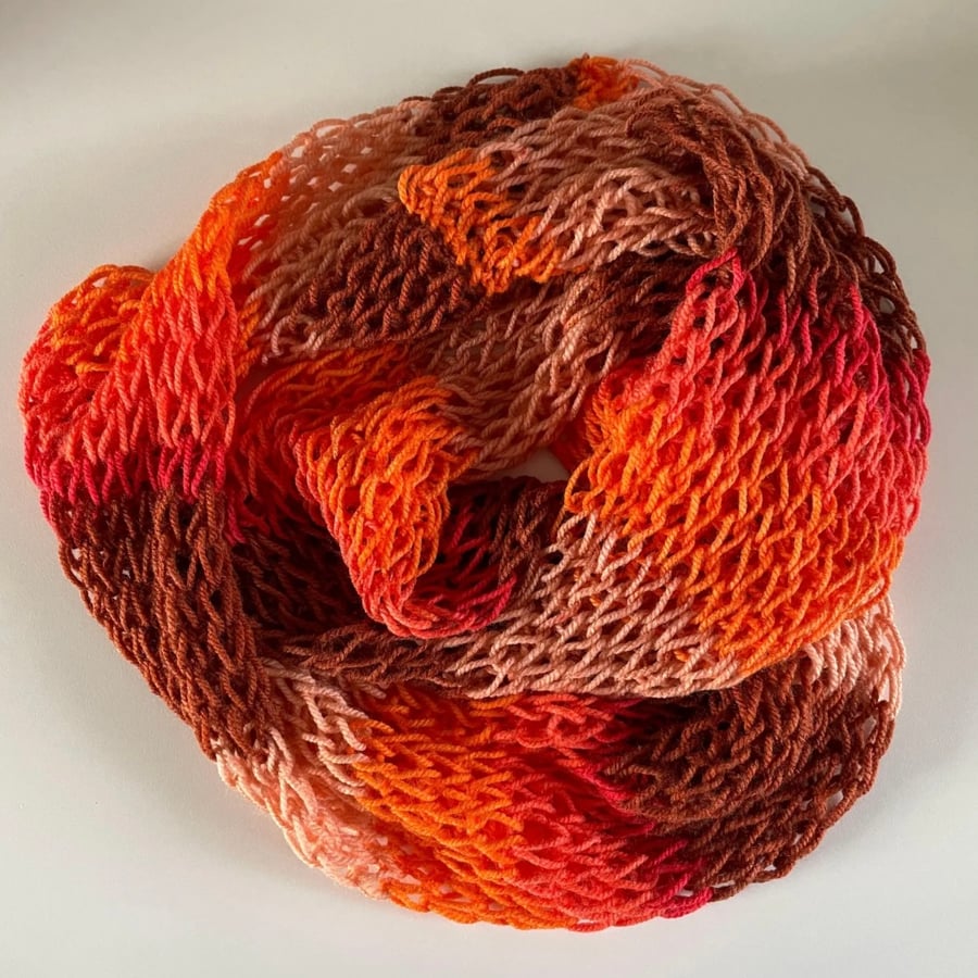 Infinity Scarf in shades of Autumn, Orange, Brown and Cream, FREE DELIVERY 