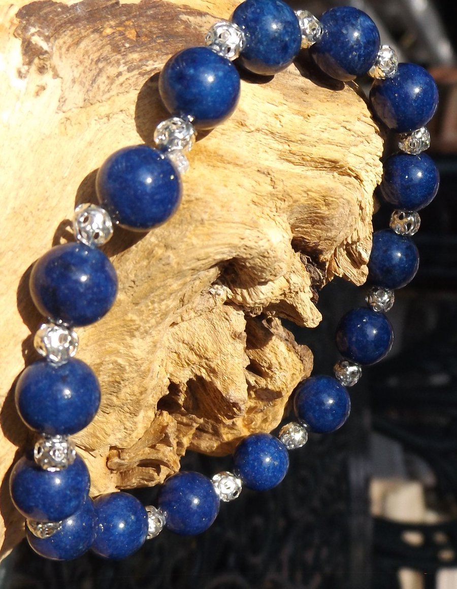 Lapis Lazuli and silver stretch bracelet